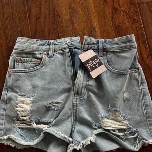Pitaya Blue Jean Shorts Distressed Raw Hem
